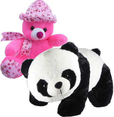 

Gift Decor Shop Panda Stuffed soft Toy (Black/White, 40 cm) Combo with soft toy cap teddy bear for kids (Pink, 41 cm) - 40 cm(Multicolor)