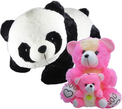 

Gift Decor Shop Panda Stuffed soft Toy (Black/White, 40 cm) Combo with soft toy mother and child teddy bear for kids (Pink, 41 cm) - 40 cm(Multicolor)