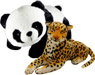 

Gift Decor Shop Leopard Stuffed soft Toy (Orange/Black, 22 cm) Combo with soft toy panda for kids (Black/White, 40 cm) - 22 cm(Multicolor)