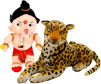 

Gift Decor Shop Leopard Stuffed soft Toy (Orange/Black, 22 cm) Combo with soft toy bal ganesha teddy bear for kids (Multi, 18 cm) - 22 cm(Multicolor)