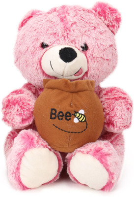 My Baby Excels Bear Plush with Honey Pot Baby Pink Color - 25 cm(Pink)