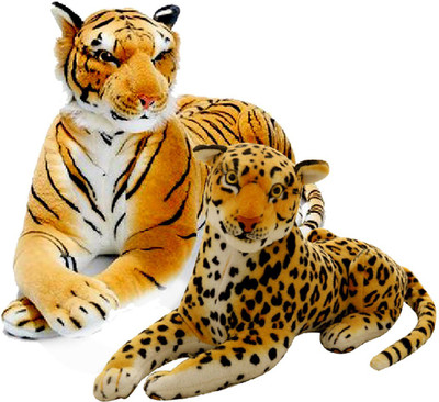 

Gift Decor Shop Leopard Stuffed soft Toy (Orange/Black, 22 cm) Combo with soft toy tiger for kids (Orange/Black, 21 cm) - 22 cm(Multicolor)