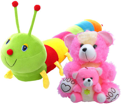 

Gift Decor Shop caterpillar Stuffed soft Toy (Multi, 58 cm) Combo with soft toy mother and child teddy bear for kids (Pink, 41 cm) - 58 cm(Multicolor)