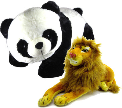 

Gift Decor Shop Lion Stuffed soft Toy (Yellow, 21 cm) Combo with soft toy panda for kids (Black/White, 40 cm) - 21 cm(Multicolor)