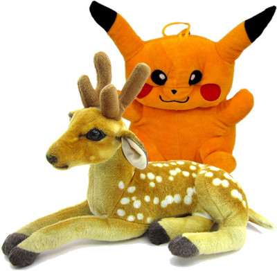 

Gift Decor Shop Deer Stuffed soft Toy (Orange/White, 25 cm) Combo with soft toy pikachu for kids (Multi, 25 cm) - 25 cm(Multicolor)