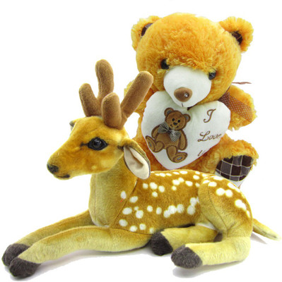 

Gift Decor Shop Deer Stuffed soft Toy (Orange/White, 25 cm) Combo with soft toy I love you teddy bear for kids (Orange, 36 cm) - 25 cm(Multicolor)