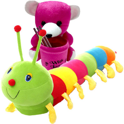 

Gift Decor Shop caterpillar Stuffed soft Toy (Multi, 58 cm) Combo with soft toy pink teddy bear penstand for kids (Pink, 20 cm) - 58 cm(Multicolor)