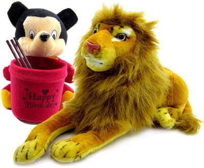 

Gift Decor Shop Lion Stuffed soft Toy (Yellow, 21 cm) Combo with soft toy micky mouse penstand for kids (Multi, 20 cm) - 21 cm(Multicolor)