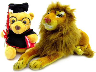 

Gift Decor Shop Lion Stuffed soft Toy (Yellow, 21 cm) Combo with soft toy scholarship teddy bear for kids (Multi, 18 cm) - 21 cm(Multicolor)
