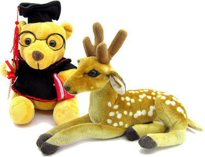 

Gift Decor Shop Deer Stuffed soft Toy (Orange/White, 25 cm) Combo with soft toy scholarship teddy bear for kids (Red/Yellow, 28 cm) - 25 cm(Multicolor)