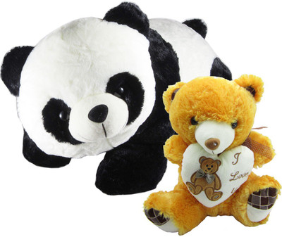 

Gift Decor Shop Panda Stuffed soft Toy (Black/White, 40 cm) Combo with soft toy I love you teddy bear for kids (Orange, 36 cm) - 40 cm(Multicolor)