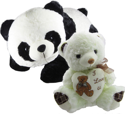

Gift Decor Shop Panda Stuffed soft Toy (Black/White, 40 cm) Combo with soft toy I love you teddy bear for kids (White, 39 cm) - 40 cm(Multicolor)