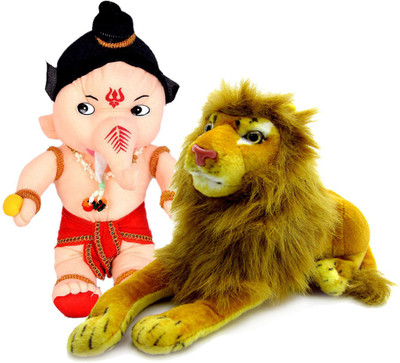 

Gift Decor Shop Lion Stuffed soft Toy (Yellow, 21 cm) Combo with soft toy Bal Ganesha for kids (Multi, 18 cm) - 21 cm(Multicolor)