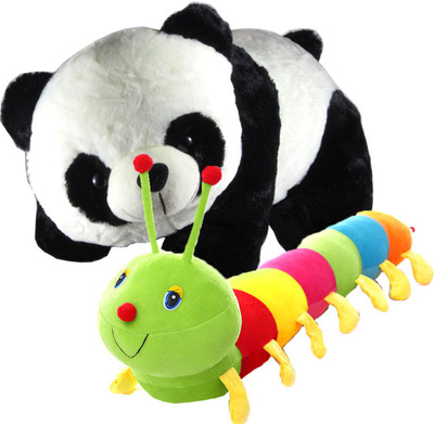 

Gift Decor Shop caterpillar Stuffed soft Toy (Multi, 58 cm) Combo with soft toy panda for kids (Black/White, 40 cm) - 58 cm(Multicolor)