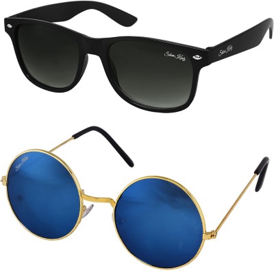 Silver Kartz Wayfarer Sunglasses(For Men & Women, Black, Blue)