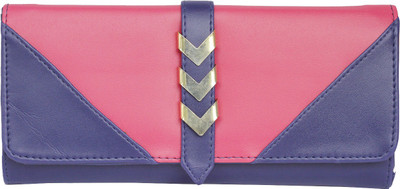 Fristo Women Evening/Party Blue, Pink Artificial Leather Wallet(6 Card Slots), Blue and pink