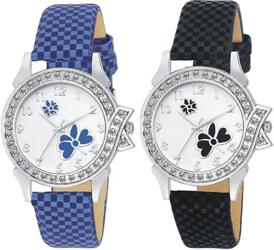 

Aaradhya Fashion Stylish Diamond Studded Blue And Black Analog watches combo set For Girls And Women Watch Watch - For Women