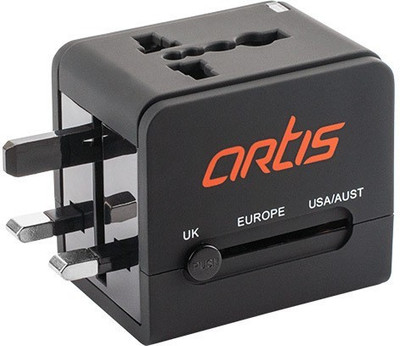 Artis AR UV200 Universal Converter Charger Plug With 2.1A USB Worldwide Adaptor Black Artis Laptop Accessories