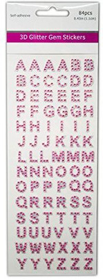 

Generic 84 Piece Baby Pink 3D Glitter Gem Jewel Card Art Craft Phone Embellishments Letters Set