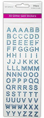 

Generic 84 Piece Baby Blue 3D Glitter Gem Jewel Card Art Craft Phone Embellishments Letters Set