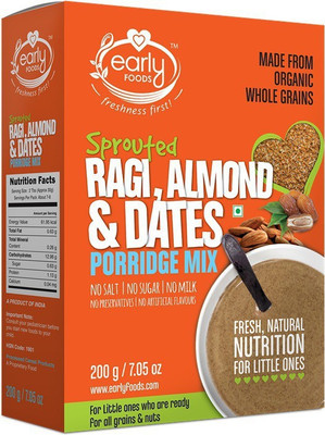 

Early Foods Organic Sprouted Ragi, Almond & Date Porridge Mix 200g Cereal(200 g, 24+ Months)