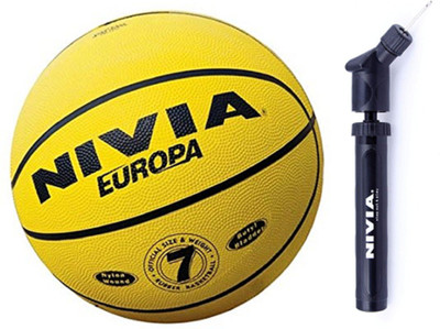 

Nivia Europa Basketball S- with Air Pump Basketball - Size: (Pack of 2, Multicolor, Brown