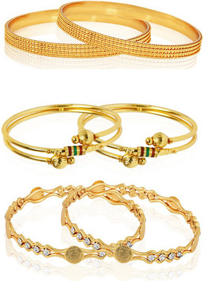 ZENEME Alloy Gold-plated Bangle Set(Pack of 6)