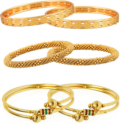 ZENEME Alloy Gold-plated Bangle Set(Pack of 6)