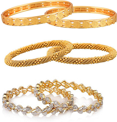 ZENEME Alloy Gold-plated Bangle Set(Pack of 6)