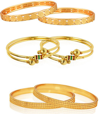 ZENEME Alloy Gold-plated Bangle Set(Pack of 6)