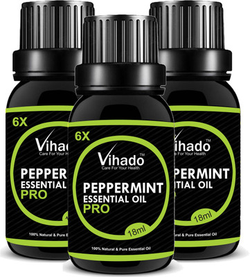 

Vihado Pure Premium Quality PepperMint Essential Oil (18 ml) (Pack of 3)(18 ml)