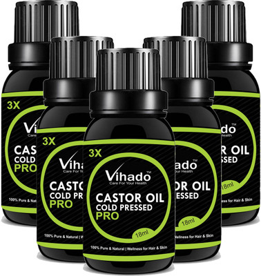 

Vihado Cold Pressed Castor Oil For Hair and Skin Hair Oil (18 ml) (Pack of 5)(90 ml)