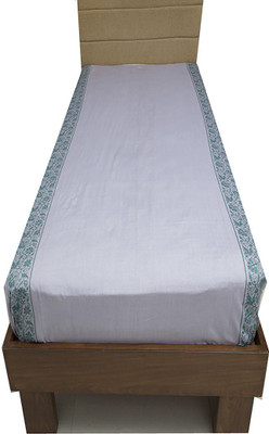 

JCQRD 300 TC Cotton Single Floral Bedsheet(Pack of 1, White)