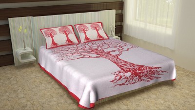 UNIQCHOICE 120 TC Cotton King Floral Flat Bedsheet(Pack of 1, Red)