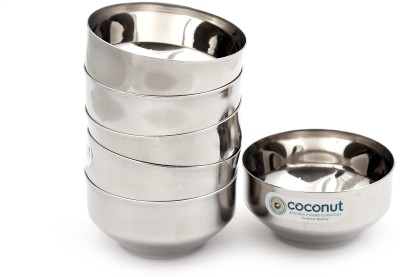 COCONUT Stainless Steel Dessert Bowl Vati, Katori(Pack of 6, Silver)