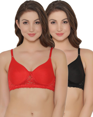 Clovia Women Full Coverage Non Padded Bra(Red, Black)
