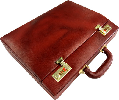 

MANDAVA Slim Executive Leather Attache Business Handnbag Medium Briefcase - For Men(Brown)