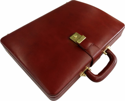 

MANDAVA Executive Attache Leather Laptop Case Medium Briefcase - For Men(Brown)