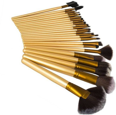 

SKINPLUS Cosmetic Brush Set With Golden Leather Pouch For Eye Shadow Blush Concealer(Pack of 12)