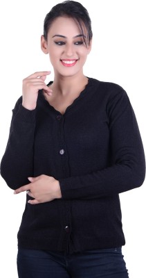 Ogarti Solid V Neck Casual Women Blue Sweater