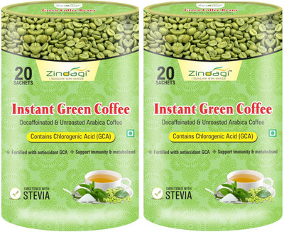 

Zindagi Instant Green Coffee Powder - Natural Green Coffee Beans Powder Fro Weight Lose (Pack Of 2) Instant Coffee 20 g(Pack of 2, Green Coffee Flavoured)