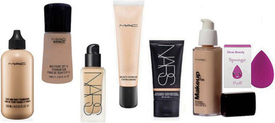 

divas beauty Sponge Puff, Mac Face And Body Fond De Teint, Make Up, Mineralize Moisture, Select Cover up Foundation,NARS Pure Radiant Tinted Moisturizer Spf 30 And NARS Foundation(Set of 7)