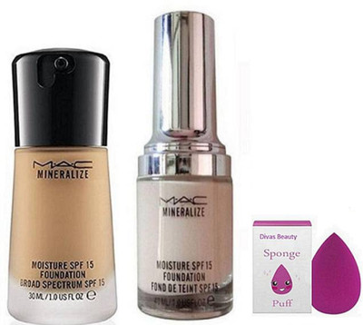 

divas beauty Sponge Puff With Mac Mineralize Foundation 2 Shades 15 SPF(Set of 3)