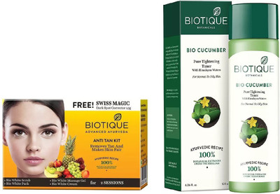 

BIOTIQUE BIO Bio Anti Tan Facial Kit, Bio Cucumber Pore Tightening Toner(Set of 2)