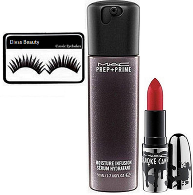 

divas beauty Eyelashes With Mac Moisture Serum & mac Dark Red Lipstick(Set of 3)