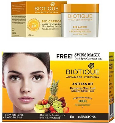 

BIOTIQUE BIO Bio Carrot 40+ Spf Sunscreen Ultra Soothing Face Cream, Bio Anti Tan Facial Kit(Set of 2)
