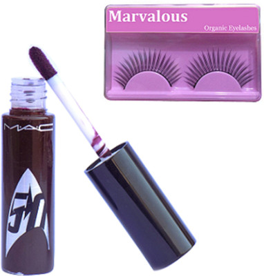 

Marvalous Eyelashes, Mac Dark Brown Lipgloss(Set of 2)