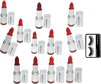 divas beauty Eyelashes &Colorbar Velvet Matte Finish Lipstick (pack of 12)(Set of 13)