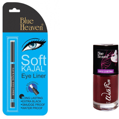 

Blue Heaven Soft Kajal with mehroon nail paint (pack of 2)(Set of 2)