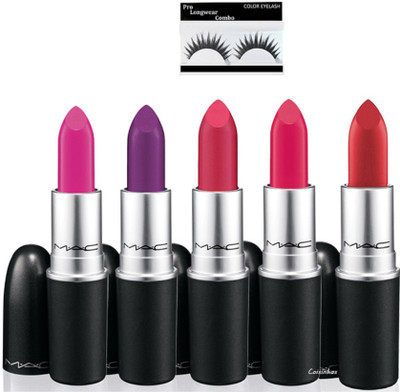 

Pro longwear combo Eyelashes,Mac Matte Finish Lipstick Set Of 5(Set of 6)